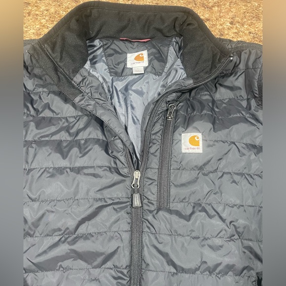 EUC WORN ONCE LIGHTWEIGHT PUFFER CARHARTT QUILTED LARGE JACKET COAT BLACK RD - Picture 4 of 11